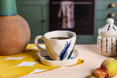 Alamkari India Ceramic Leafy Design Cup & Saucer Set